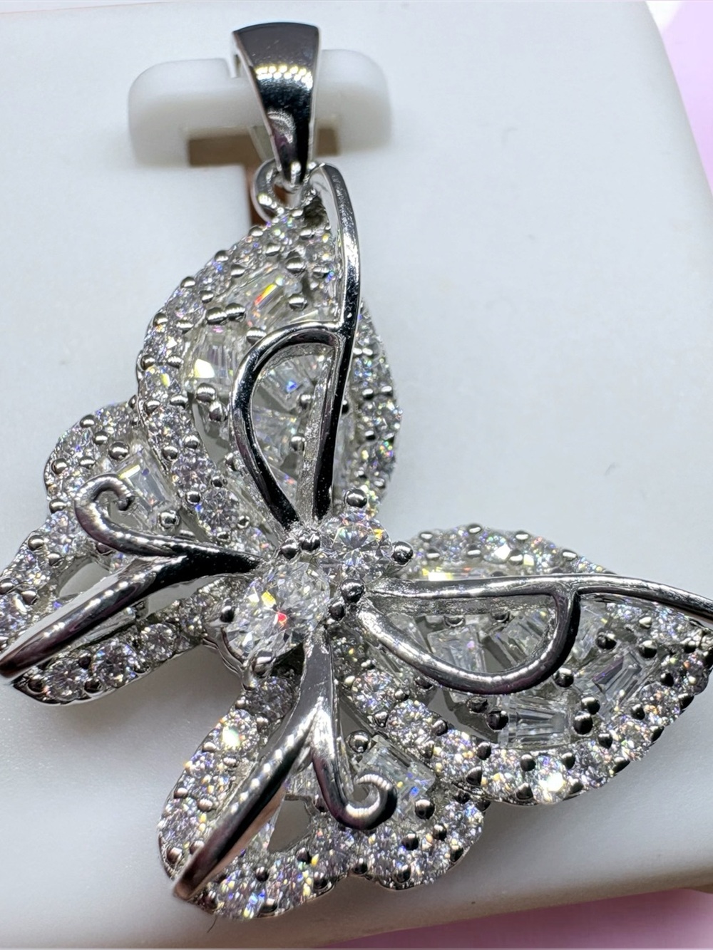 Sterling Silver 1.50CTW Moissanite Butterfly Pendant